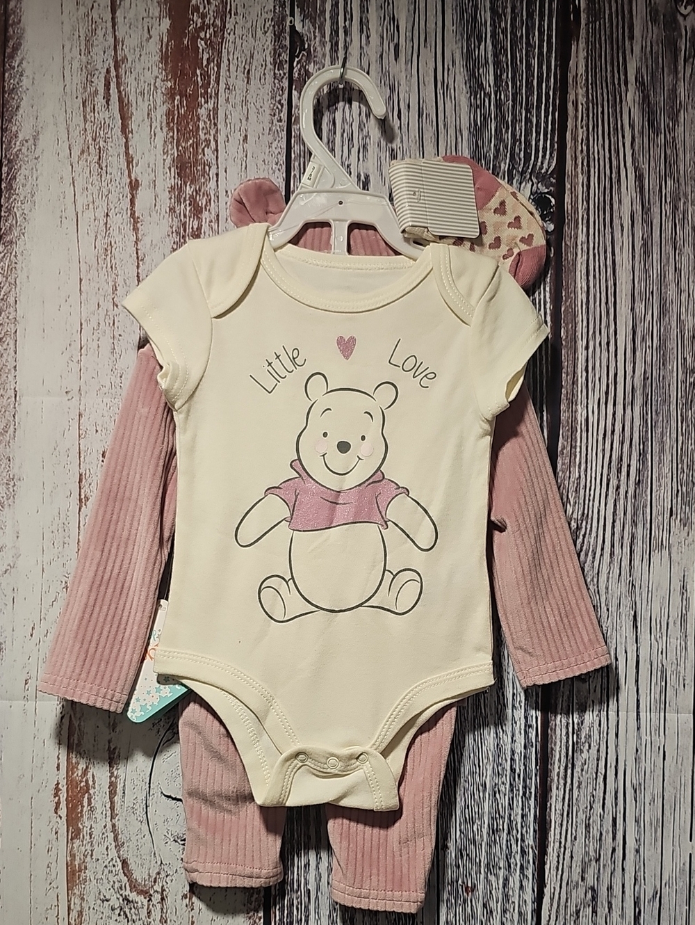 Disney Cream and Pink Winnie the Pooh Bodysuit Set